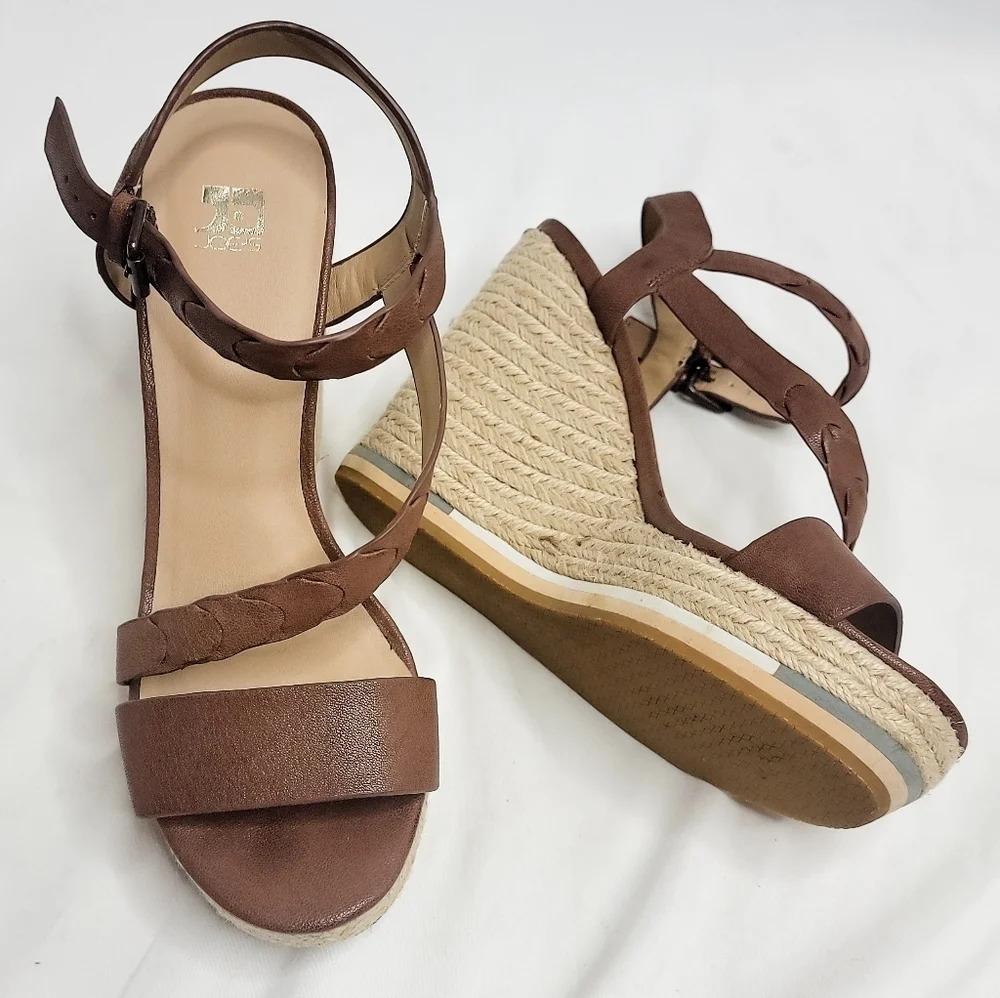 Joe's | Rane Wedge Brown Leather Ankle Strap size 9.5 - Picture 1 of 13